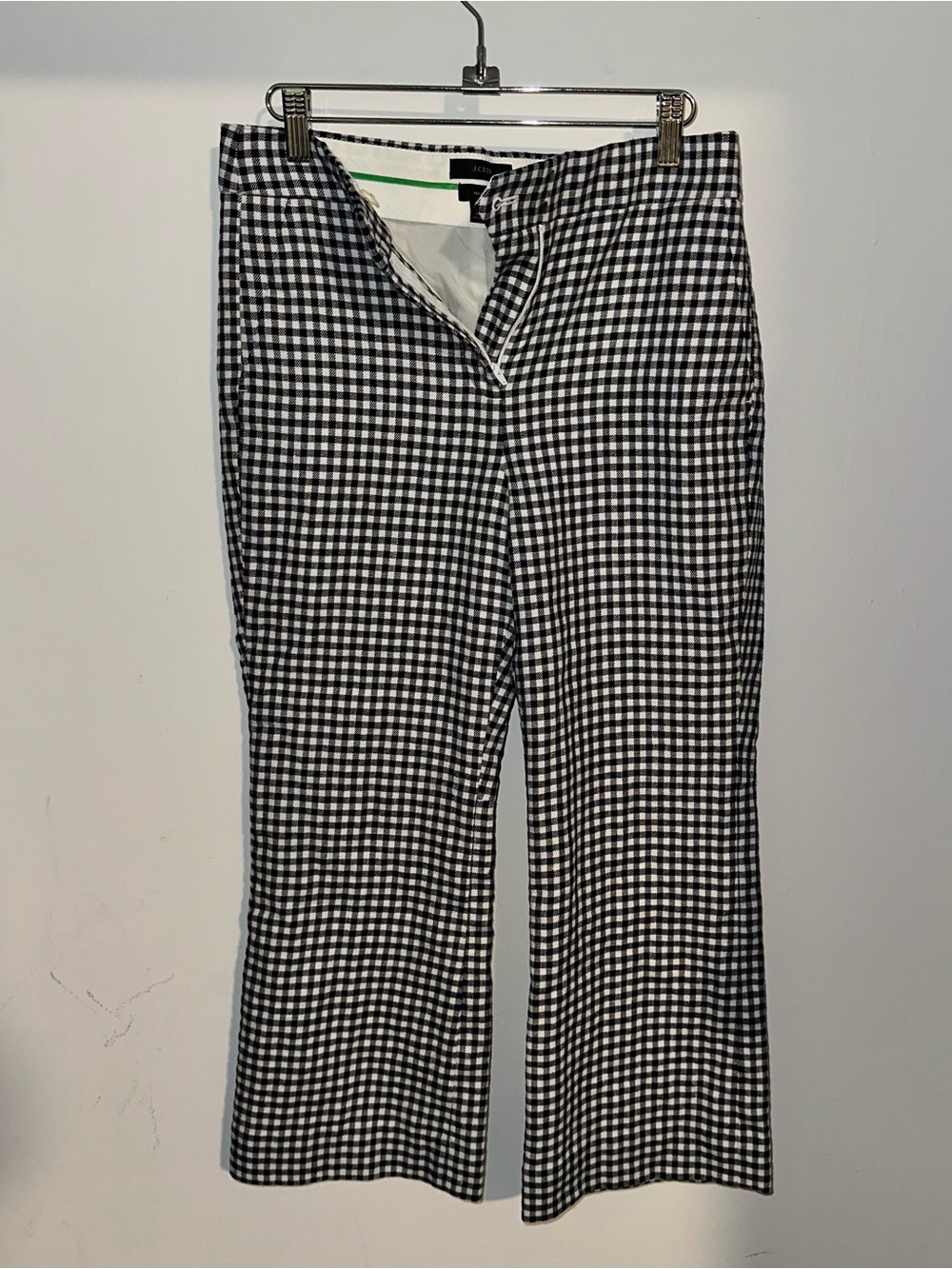 J crew Navy and White Gingham Cropped Pants size 4P